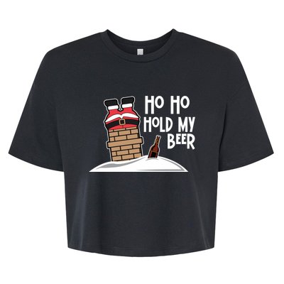 Ho Ho Hold My Beer Christmas Funny Gift Bella+Canvas Jersey Crop Tee