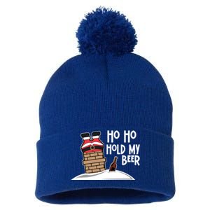 Ho Ho Hold My Beer Christmas Funny Gift Pom Pom 12in Knit Beanie