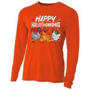 Happy Hallothanksmas Halloween Thanksgiving Xmas Chicken Cute Gift Cooling Performance Long Sleeve Crew