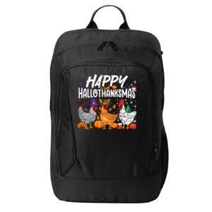 Happy Hallothanksmas Halloween Thanksgiving Xmas Chicken Cute Gift City Backpack