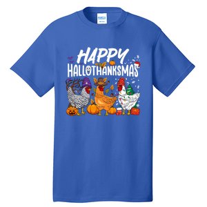 Happy Hallothanksmas Halloween Thanksgiving Xmas Chicken Cute Gift Tall T-Shirt