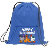 Happy Hallothanksmas Halloween Thanksgiving Xmas Chicken Cute Gift Sweatshirt Cinch Pack Bag