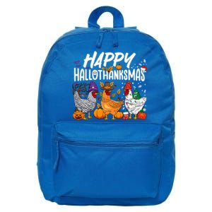 Happy Hallothanksmas Halloween Thanksgiving Xmas Chicken Cute Gift 16 in Basic Backpack