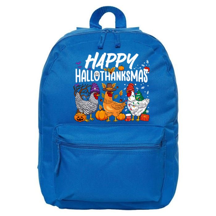 Happy Hallothanksmas Halloween Thanksgiving Xmas Chicken Cute Gift 16 in Basic Backpack