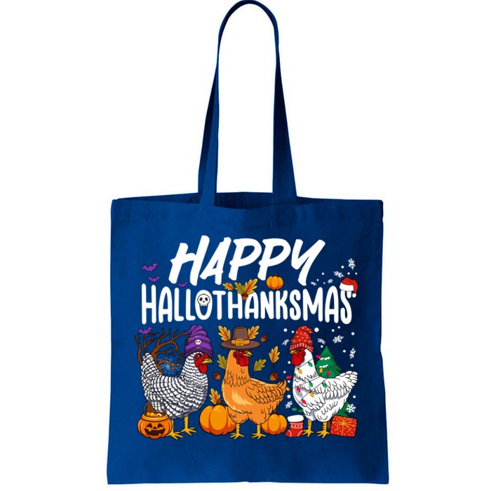 Happy Hallothanksmas Halloween Thanksgiving Xmas Chicken Cute Gift Tote Bag