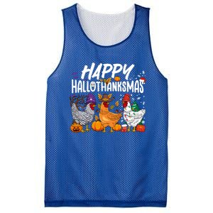 Happy Hallothanksmas Halloween Thanksgiving Xmas Chicken Cute Gift Mesh Reversible Basketball Jersey Tank