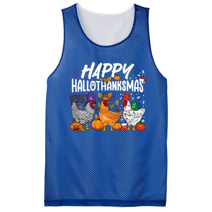 Happy Hallothanksmas Halloween Thanksgiving Xmas Chicken Cute Gift Mesh Reversible Basketball Jersey Tank