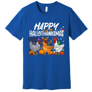 Happy Hallothanksmas Halloween Thanksgiving Xmas Chicken Cute Gift Premium T-Shirt