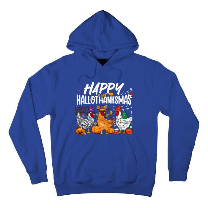 Happy Hallothanksmas Halloween Thanksgiving Xmas Chicken Cute Gift Tall Hoodie