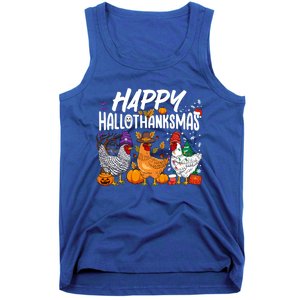 Happy Hallothanksmas Halloween Thanksgiving Xmas Chicken Cute Gift Tank Top