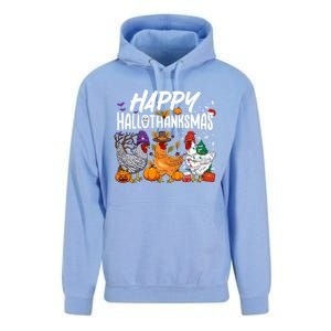 Happy Hallothanksmas Halloween Thanksgiving Xmas Chicken Cute Gift Unisex Surf Hoodie