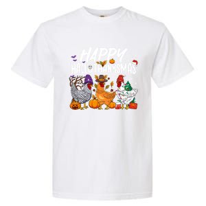 Happy Hallothanksmas Halloween Thanksgiving Xmas Chicken Cute Gift Garment-Dyed Heavyweight T-Shirt