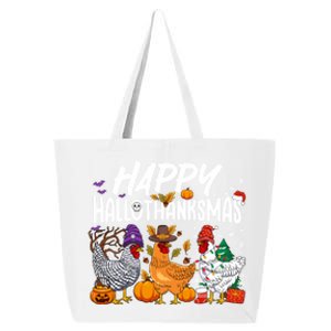 Happy Hallothanksmas Halloween Thanksgiving Xmas Chicken Cute Gift 25L Jumbo Tote