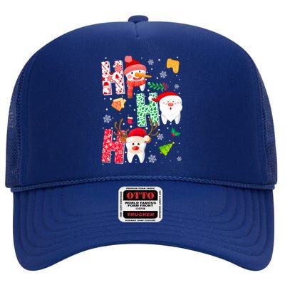 Ho Ho Ho Dentist Christmas Teeth Dental Student Merry Xmas Gift High Crown Mesh Back Trucker Hat