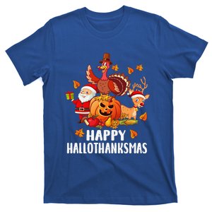 Happy Hallothanksmas Halloween Thanksgiving Christmas Day Gift T-Shirt