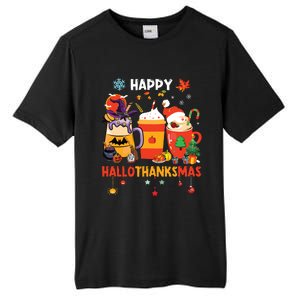 Happy Hallothanksmas Halloween Coffee Latte Thanksgiving Tall Fusion ChromaSoft Performance T-Shirt