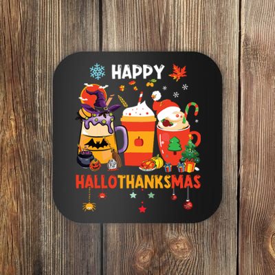 Happy Hallothanksmas Halloween Coffee Latte Thanksgiving Coaster