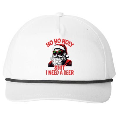 Ho Ho Holy Shit I Need A Beer Santa Christmas Snapback Five-Panel Rope Hat