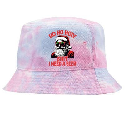 Ho Ho Holy Shit I Need A Beer Santa Christmas Tie-Dyed Bucket Hat