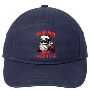 Ho Ho Holy Shit I Need A Beer Santa Christmas 7-Panel Snapback Hat