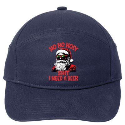 Ho Ho Holy Shit I Need A Beer Santa Christmas 7-Panel Snapback Hat