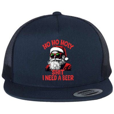 Ho Ho Holy Shit I Need A Beer Santa Christmas Flat Bill Trucker Hat