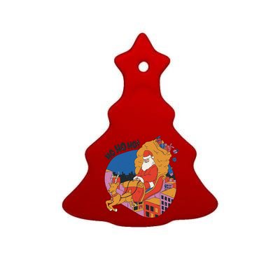 Ho Ho Ho Santa Reindeer Gifts Ceramic Tree Ornament