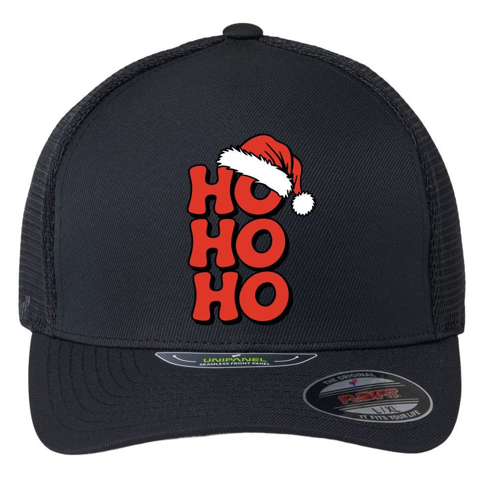 Ho Ho Ho Christmas Santa Retro Flexfit Unipanel Trucker Cap