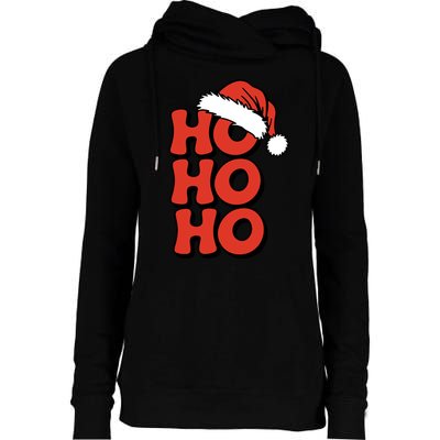 Ho Ho Ho Christmas Santa Retro Womens Funnel Neck Pullover Hood