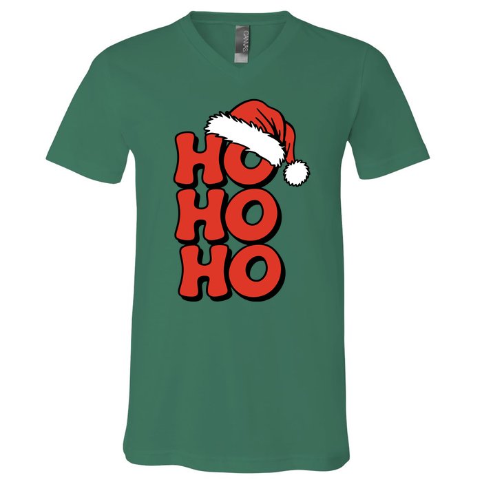 Ho Ho Ho Christmas Santa Retro V-Neck T-Shirt