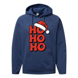 Ho Ho Ho Christmas Santa Retro Performance Fleece Hoodie