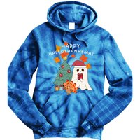 Happy Hallothanksmas Halloween Merry Christmas Cute Gift Tie Dye Hoodie