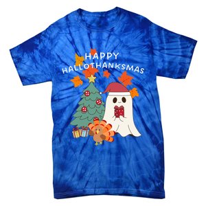 Happy Hallothanksmas Halloween Merry Christmas Cute Gift Tie-Dye T-Shirt