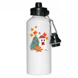 Happy Hallothanksmas Halloween Merry Christmas Cute Gift Aluminum Water Bottle