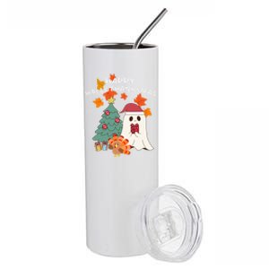 Happy Hallothanksmas Halloween Merry Christmas Cute Gift Stainless Steel Tumbler