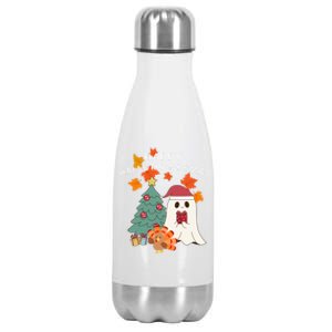 Happy Hallothanksmas Halloween Merry Christmas Cute Gift Stainless Steel Insulated Water Bottle