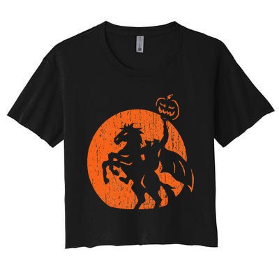 Halloween Headless Horseman Folklore Pumpkin JackOLantern Women's Crop Top Tee