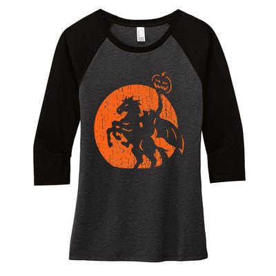 Halloween Headless Horseman Folklore Pumpkin JackOLantern Women's Tri-Blend 3/4-Sleeve Raglan Shirt