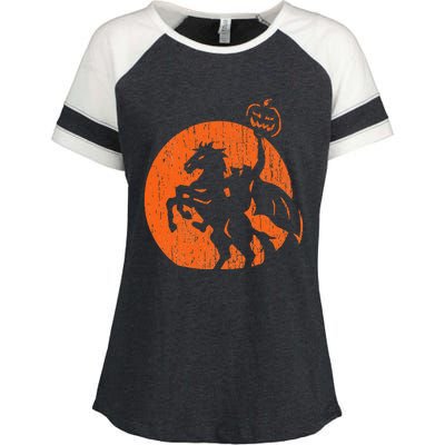 Halloween Headless Horseman Folklore Pumpkin JackOLantern Enza Ladies Jersey Colorblock Tee