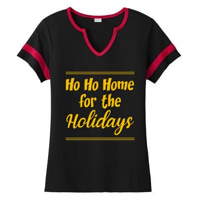 Ho Ho Home For The Holidays Cute Gift Ladies Halftime Notch Neck Tee