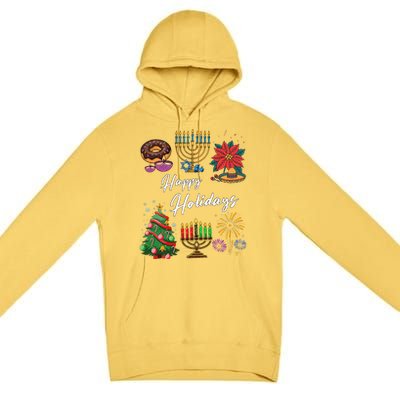 Happy Holidays Hanukkah Feliz Navidad Christmas Kwanzaa Premium Pullover Hoodie