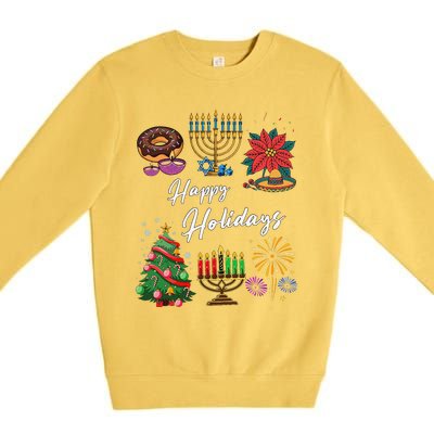 Happy Holidays Hanukkah Feliz Navidad Christmas Kwanzaa Premium Crewneck Sweatshirt