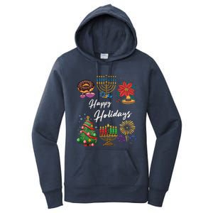 Happy Holidays Hanukkah Feliz Navidad Christmas Kwanzaa Women's Pullover Hoodie