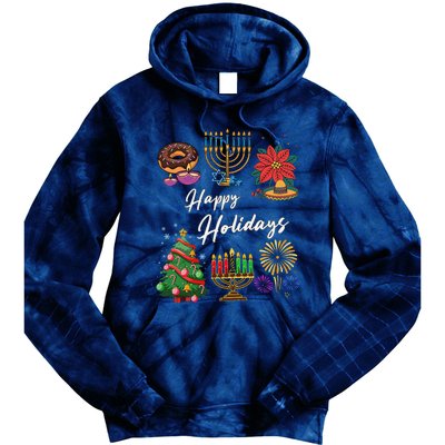 Happy Holidays Hanukkah Feliz Navidad Christmas Kwanzaa Tie Dye Hoodie