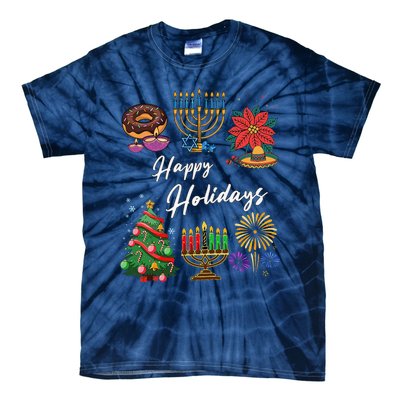 Happy Holidays Hanukkah Feliz Navidad Christmas Kwanzaa Tie-Dye T-Shirt