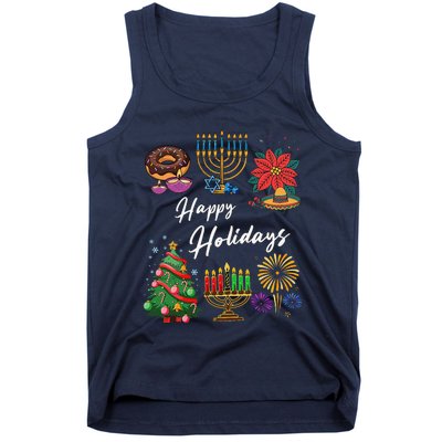 Happy Holidays Hanukkah Feliz Navidad Christmas Kwanzaa Tank Top