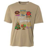 Happy Holidays Hanukkah Feliz Navidad Christmas Kwanzaa Cooling Performance Crew T-Shirt