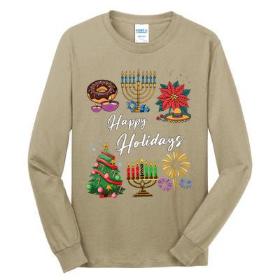 Happy Holidays Hanukkah Feliz Navidad Christmas Kwanzaa Tall Long Sleeve T-Shirt