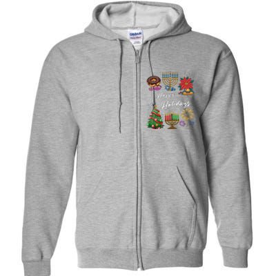 Happy Holidays Hanukkah Feliz Navidad Christmas Kwanzaa Full Zip Hoodie