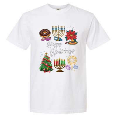 Happy Holidays Hanukkah Feliz Navidad Christmas Kwanzaa Garment-Dyed Heavyweight T-Shirt